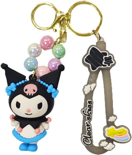 Kuromi Temalı Renkli Silikon Anahtarlık