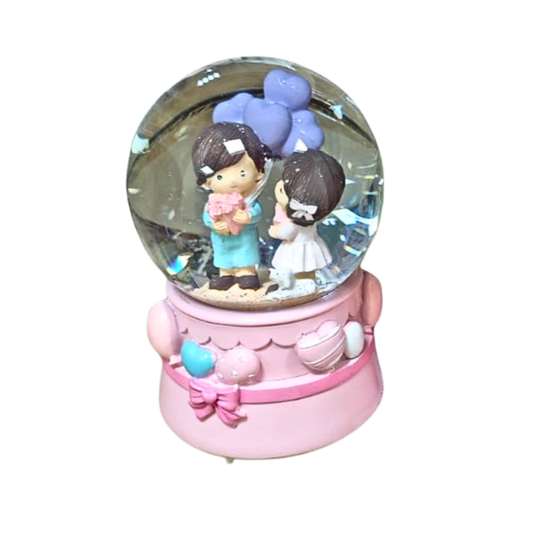 Orta Boy Pembe Baloncuklu Karküresi Müzikli Işıklı